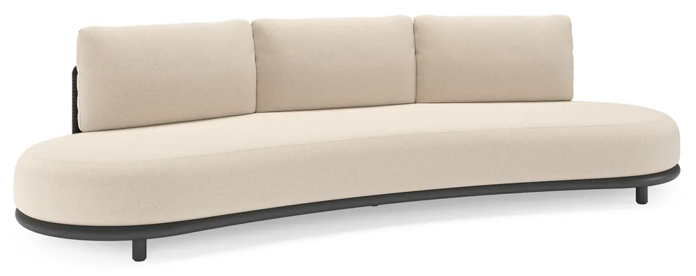 Lomano loungebank in zwart aluminium en zwart verticaal geweven luxe vlakke rope met heritage ash all weather sunbrella® luxe kussen Koop Vandaag