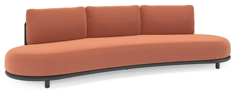 Lomano loungebank in zwart aluminium en zwart verticaal geweven luxe vlakke rope met heritage rust all weather sunbrella® luxe kussen Betaalbaar