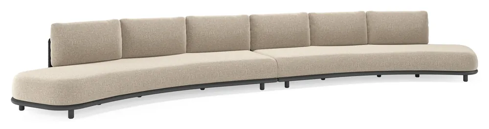 Lomano loungebank in zwart aluminium en beige verticaal geweven luxe vlakke rope met chartres pewter all weather sunbrella® luxe kussen Uitverkoop