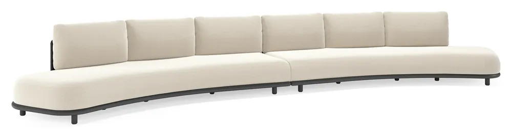 Lomano loungebank in zwart aluminium en beige verticaal geweven luxe vlakke rope met lopi marble all weather sunbrella® luxe kussen Beste Prijs