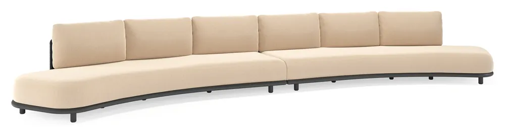 Seizoensaanbieding Lomano loungebank in zwart aluminium en beige verticaal geweven luxe vlakke rope met natte heather beige all weather sunbrella® luxe kussen