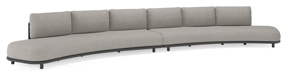 Speciale Aanbieding Lomano loungebank in zwart aluminium en beige verticaal geweven luxe vlakke rope met tundra charcoal all weather sunbrella® luxe kussen