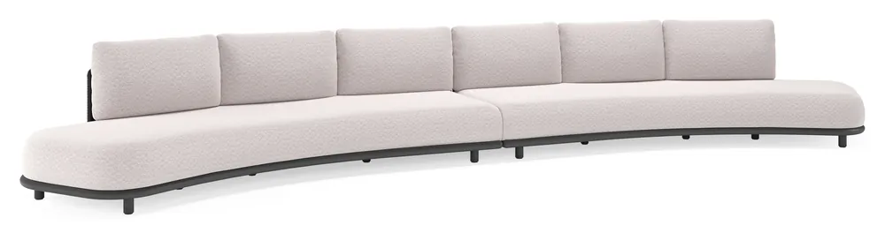 Bestseller Lomano loungebank in zwart aluminium en beige verticaal geweven luxe vlakke rope met wander gobi all weather sunbrella® luxe kussen