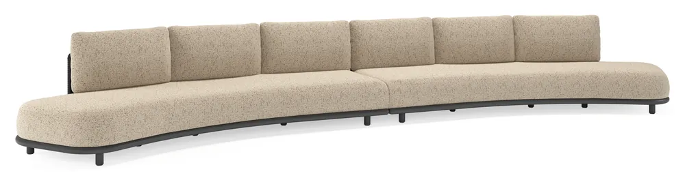 Lomano loungebank in zwart aluminium en beige verticaal geweven luxe vlakke rope met bora jungle all weather cosytica kussen Beperkte Voorraad