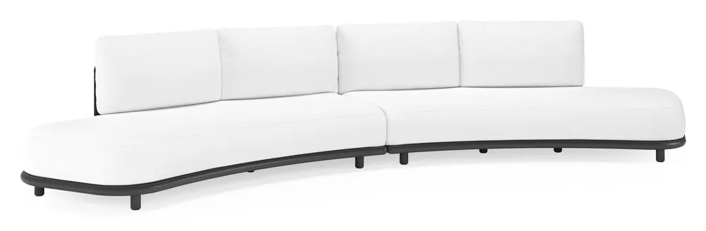 Lage Prijs Lomano loungebank in zwart aluminium en beige verticaal geweven luxe vlakke rope met ego birch all weather solica kussen