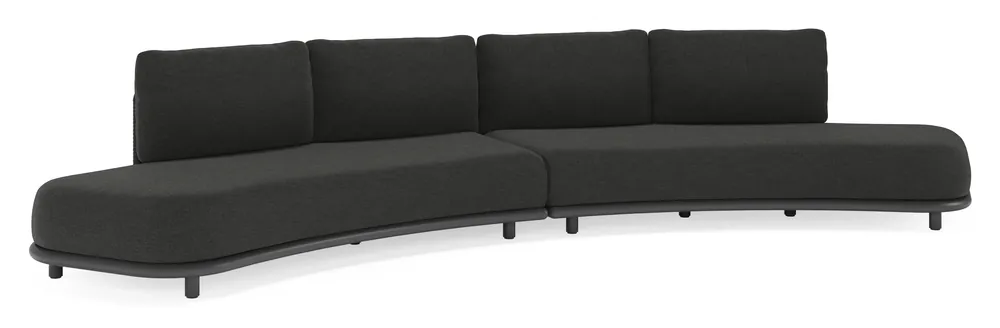Lomano loungebank in zwart aluminium en beige verticaal geweven luxe vlakke rope met chartres sooty all weather sunbrella® luxe kussen Koop Vandaag