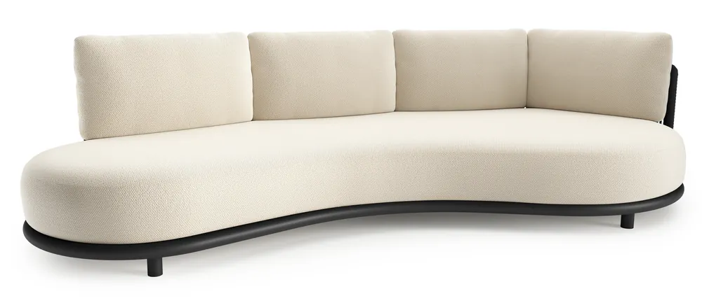 Lomano loungebank in zwart aluminium en zwart verticaal geweven luxe vlakke rope met althea off white all weather cosytica kussen Koop Vandaag