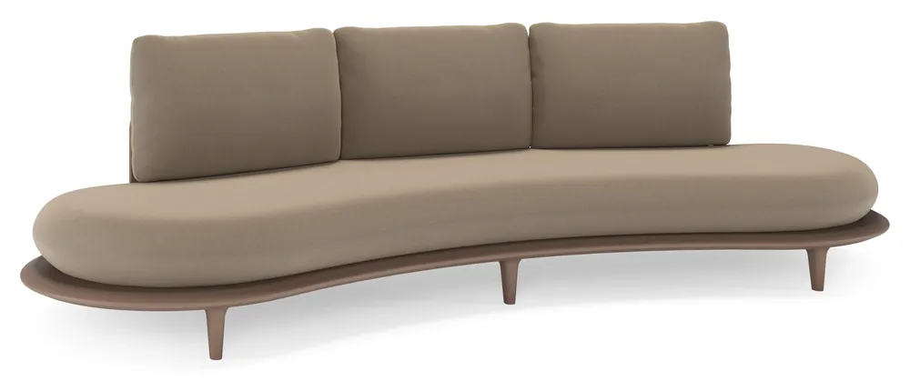 Aanbieding Bomero loungebank in taupe aluminium met natte heather grey all weather sunbrella® luxe kussen