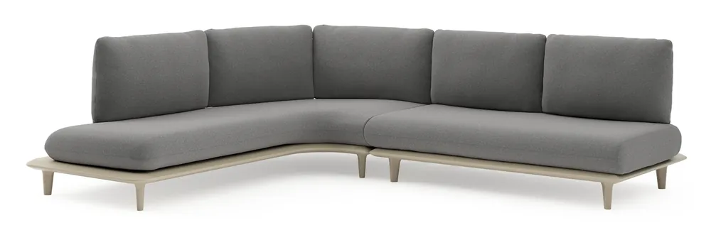 Aanbieding Bomero loungehoek in beige aluminium met heritage slate all weather sunbrella® luxe kussen