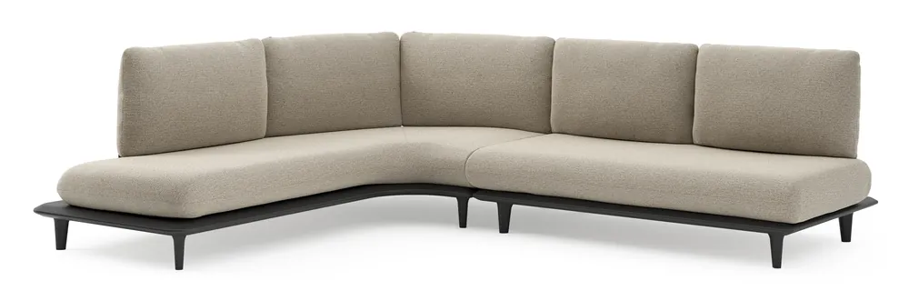 Bomero loungehoek in zwart aluminium met catania beige all weather cosytica kussen Nieuw