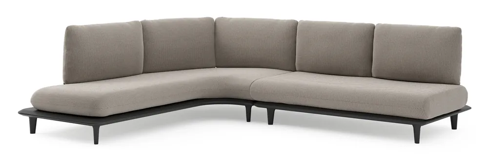 Bomero loungehoek in zwart aluminium met lopi pepper all weather sunbrella® luxe kussen Betrouwbaar