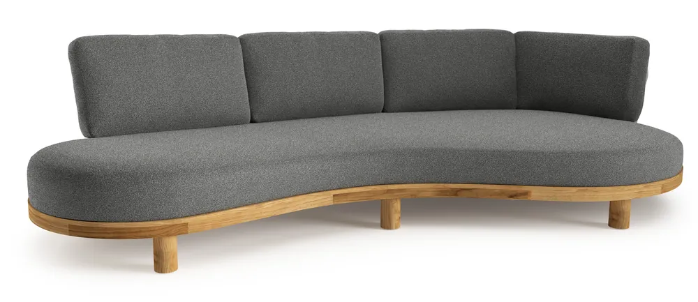 Donato loungebank in teak met catania black all weather cosytica kussen Finale Uitverkoop