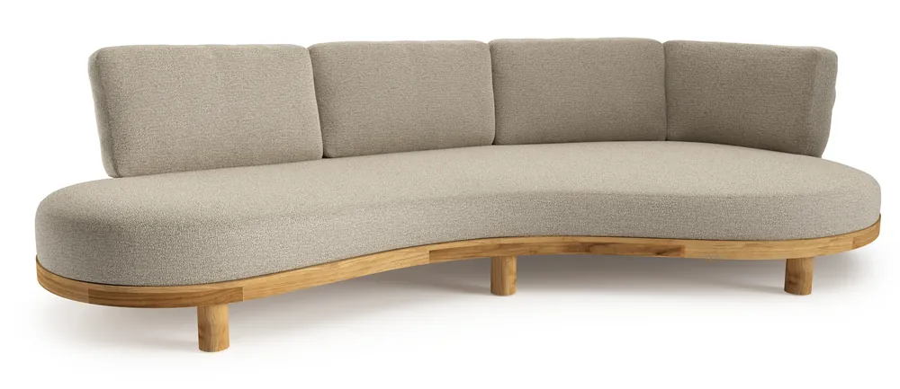 Merkproduct Donato loungebank in teak met catania beige all weather cosytica kussen