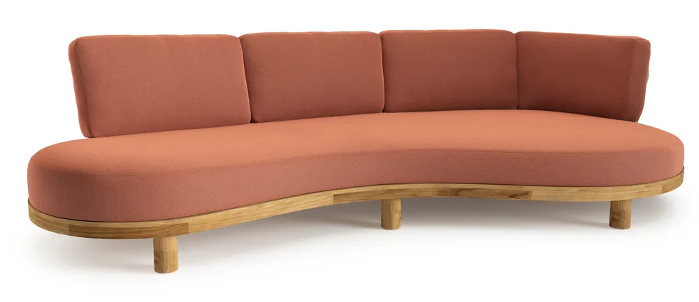 Goedkoop Donato loungebank in teak met heritage rust all weather sunbrella® luxe kussen