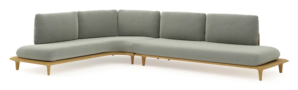 Direct Verzonden Bomero loungehoek in teak met savane leaf all weather sunbrella® luxe kussen