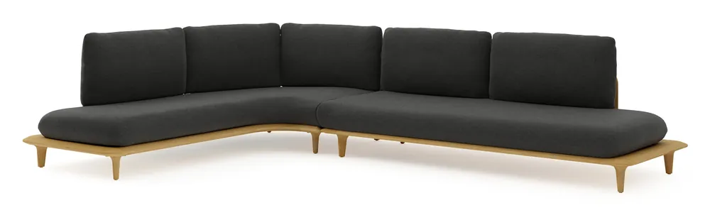 Bomero loungehoek in teak met chartres sooty all weather sunbrella® luxe kussen Laatste Kans