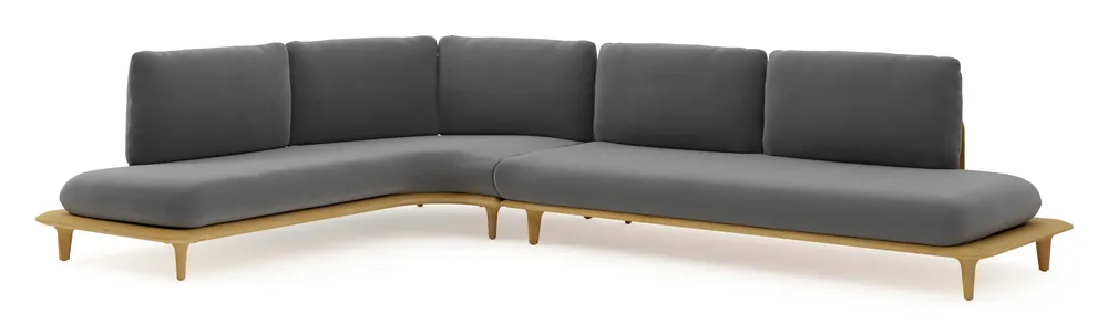 Bomero loungehoek in teak met lopi shadow all weather sunbrella® luxe kussen Op = Op