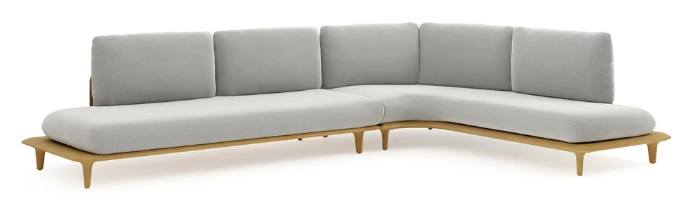 Koopje Bomero loungehoek in teak met savane nimbus all weather sunbrella® luxe kussen