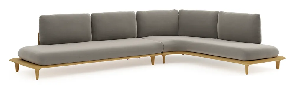 Superprijs Bomero loungehoek in teak met lopi charcoal all weather sunbrella® luxe kussen