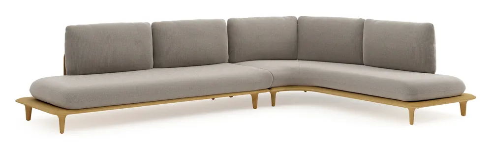 Bomero loungehoek in teak met lopi pepper all weather sunbrella® luxe kussen Beperkte Voorraad