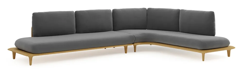 Bomero loungehoek in teak met lopi shadow all weather sunbrella® luxe kussen Rechtstreeks Van De Fabrikant