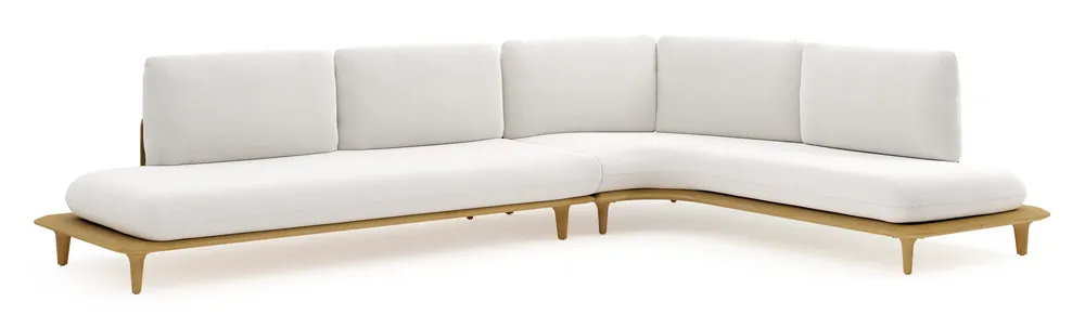 Superprijs Bomero loungehoek in teak met soul optik all weather solica kussen