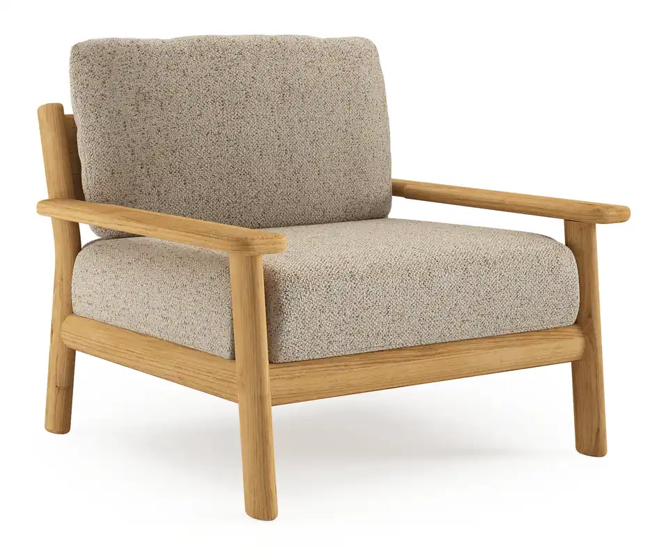 Veilige Betaling Amaro loungestoel in teak met bora jungle all weather cosytica kussen