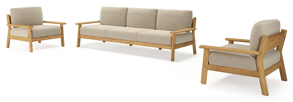 Amaro loungeset in teak met bora desert all weather cosytica kussen Merkproduct