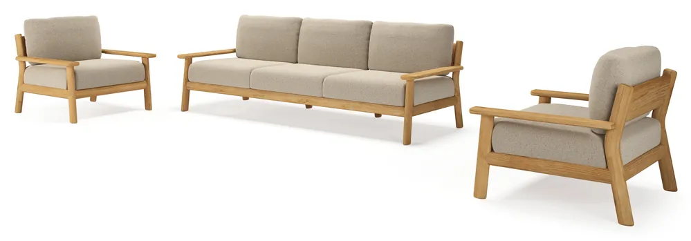 Amaro loungeset in teak met marbella beige all weather cosytica kussen Bestel Nu