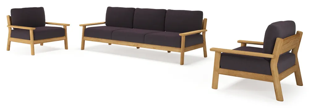 Beperkte Voorraad Amaro loungeset in teak met tundra red all weather sunbrella® luxe kussen