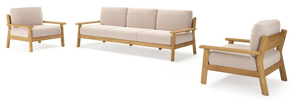 Voordeelprijs Amaro loungeset in teak met wander pilat all weather sunbrella® luxe kussen