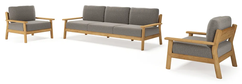 Amaro loungeset in teak met chartres drizzle all weather sunbrella® luxe kussen Bestseller