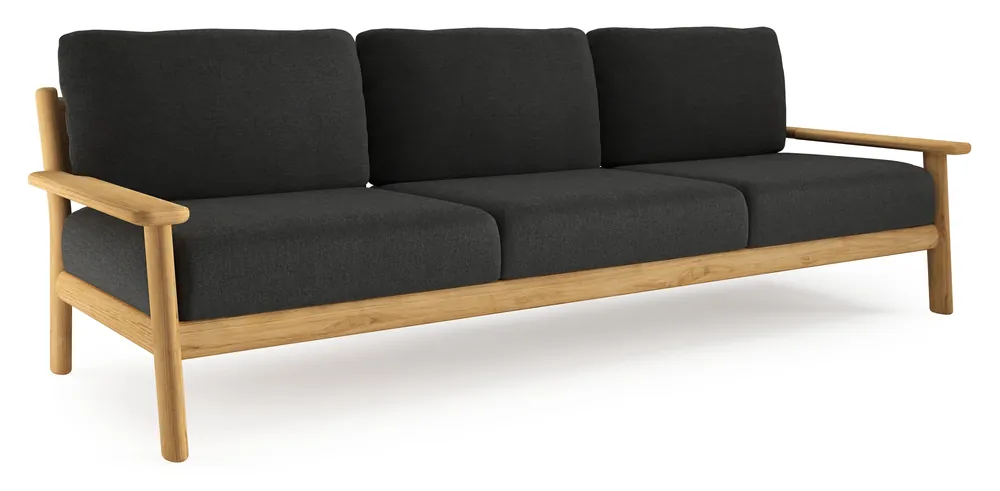 Fabrieksprijs Amaro loungebank in teak met chartres sooty all weather sunbrella® luxe kussen