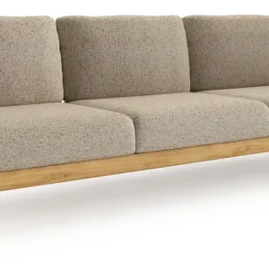Aanbieding Amaro loungebank in teak met bora jungle all weather cosytica kussen