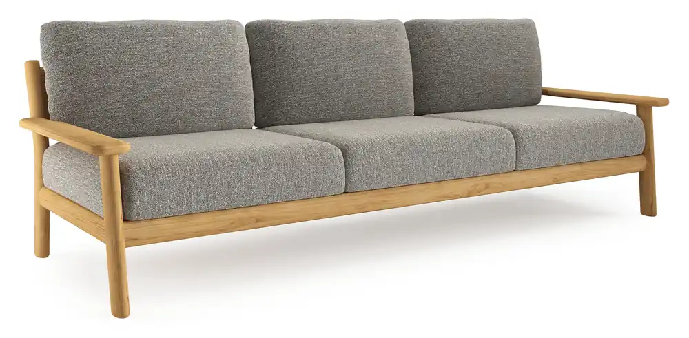 Gereduceerde Prijs Amaro loungebank in teak met tundra pepper all weather sunbrella® luxe kussen