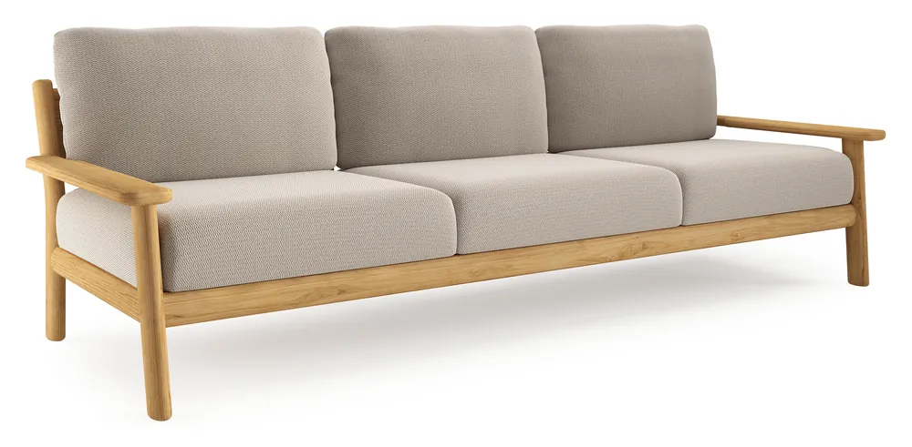Amaro loungebank in teak met lopi fossil all weather sunbrella® luxe kussen Gratis Retour