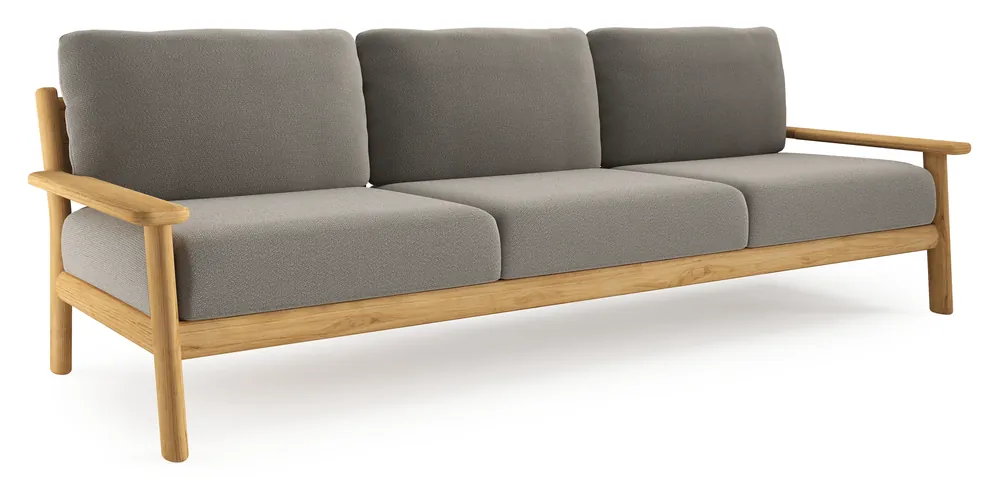 Beste Prijs Amaro loungebank in teak met lopi silver all weather sunbrella® luxe kussen