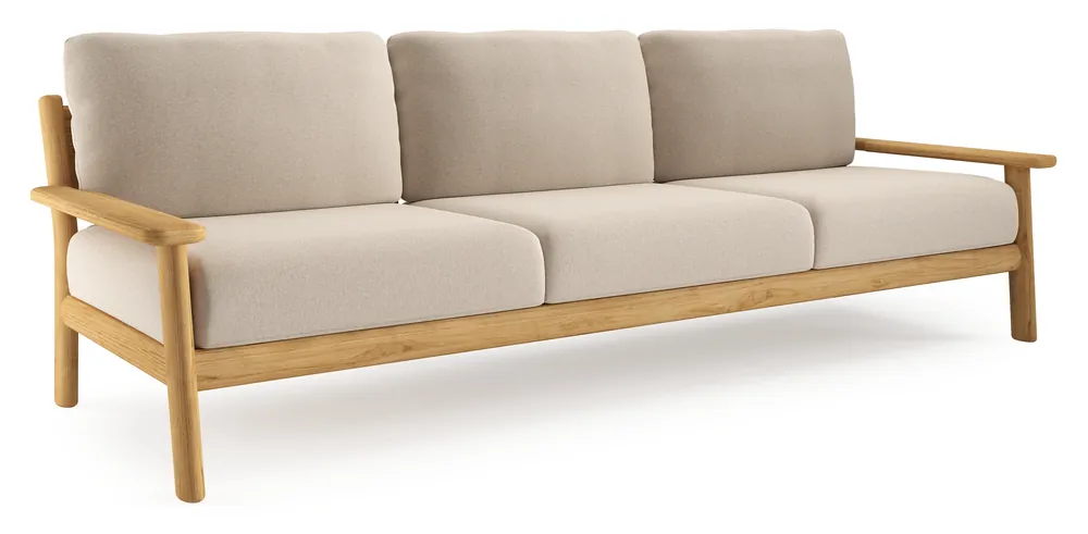 Snelle Levering Amaro loungebank in teak met heritage ash all weather sunbrella® luxe kussen