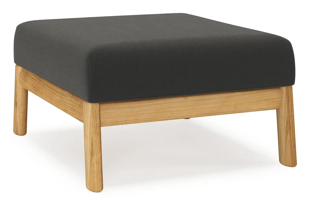 Amaro poef in teak met natte sooty all weather sunbrella® luxe kussen Premium