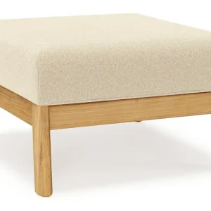 Aanbieding Amaro poef in teak met soul papyrus all weather solica kussen