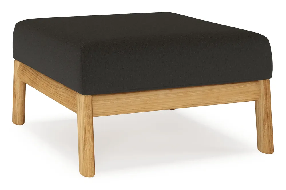 Amaro poef in teak met heritage char all weather sunbrella® luxe kussen Must-Have