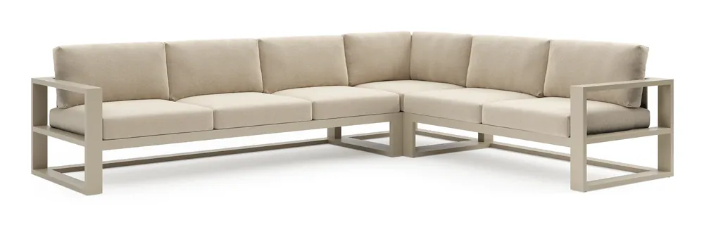 Dagaanbieding Verato loungehoek in beige aluminium met althea chalk all weather cosytica kussen