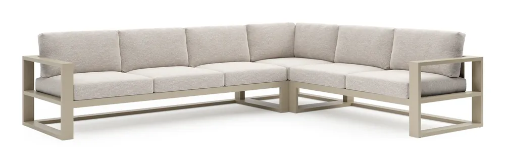 Flitsaanbieding Verato loungehoek in beige aluminium met tundra sand all weather sunbrella® luxe kussen