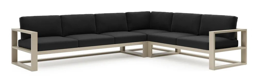 Merkproduct Verato loungehoek in beige aluminium met lopi baribal all weather sunbrella® luxe kussen