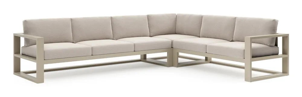 Goedkoop Verato loungehoek in beige aluminium met slow farafra all weather sunbrella® luxe kussen