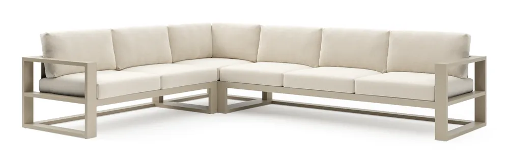 Betaalbaar Verato loungehoek in beige aluminium met althea off white all weather cosytica kussen