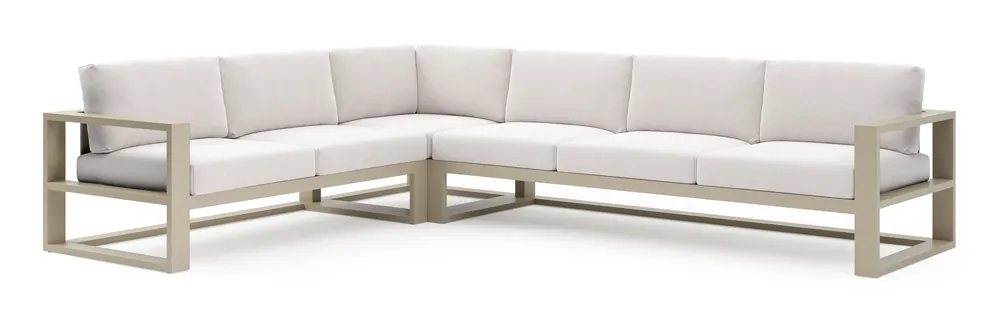 Exclusieve Aanbieding Verato loungehoek in beige aluminium met ego eggshell all weather solica kussen