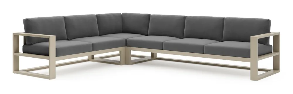 Aanbieding Verato loungehoek in beige aluminium met lopi shadow all weather sunbrella® luxe kussen