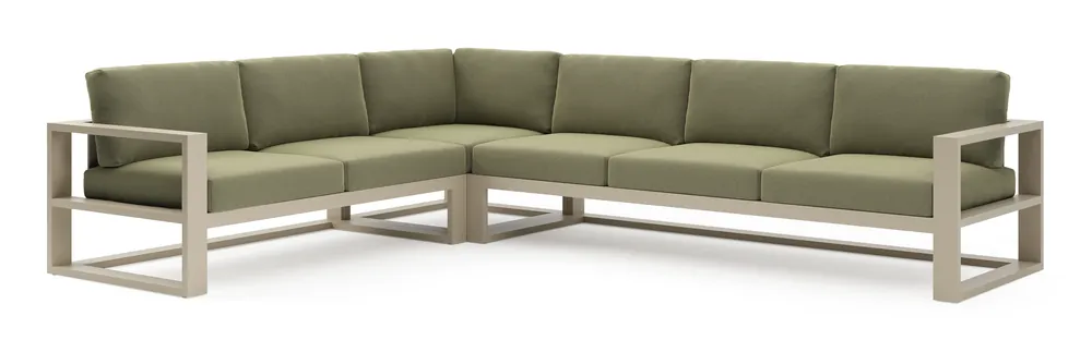 Verato loungehoek in beige aluminium met heritage leaf all weather sunbrella® luxe kussen Op = Op