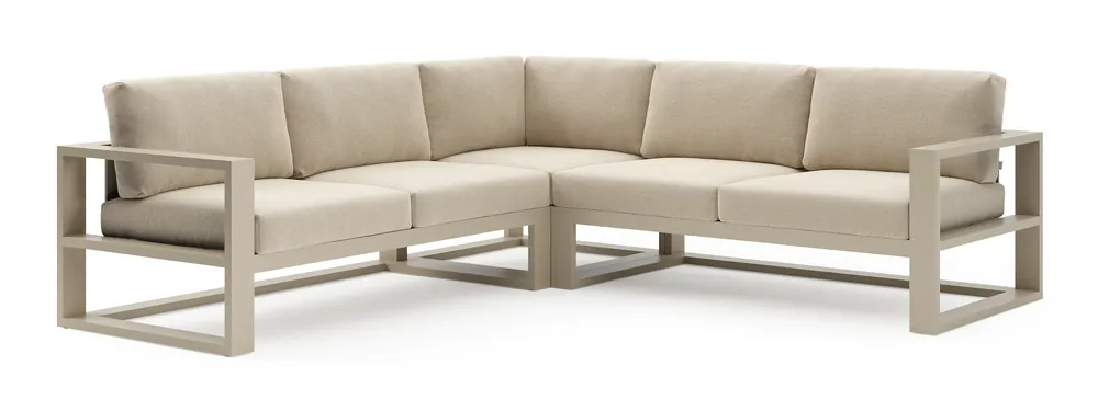 Verato loungehoek in beige aluminium met althea chalk all weather cosytica kussen Exclusieve Aanbieding